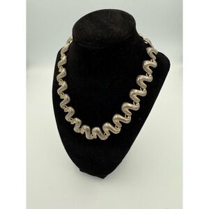 Vintage Anne Klein Silver Unmarked Infinity Runway Collar Necklace